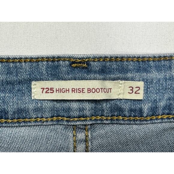 Levi's 725 Women's High Rise Bootcut Blue Denim Jeans - Size 32x30 (33x29) - Picture 4 of 6